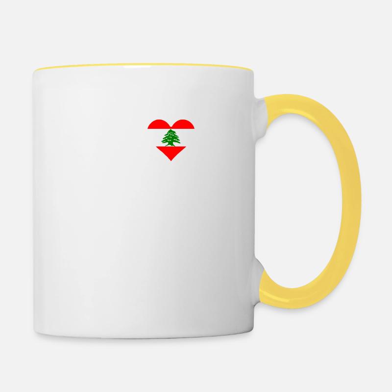 Battement de coeur du Liban drapeau libanais - Mug contrasté - blanc/jaune