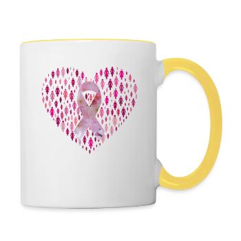 Breast Cancer Awarness - Tasse zweifarbig - Weiß/Gelb - Rechts