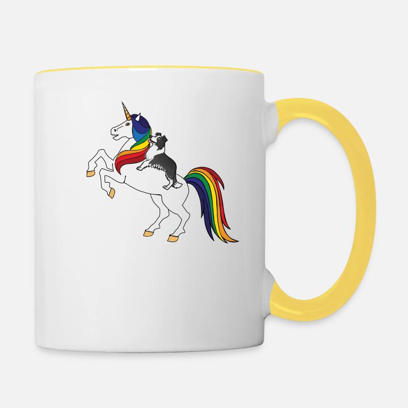 Border collie - Mug contrasté - blanc/jaune