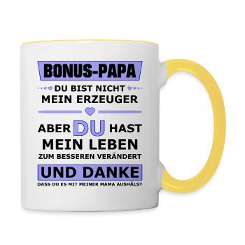 Bonus Papa - Tasse zweifarbig - Weiß/Gelb - Rechts