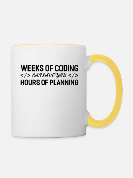 Programmierer Wochen Von Coding - Tasse zweifarbig - Weiß/Gelb