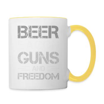 Beer Bacon Guns And Freedom wh - Contrasting Mug - white/yellow - Right