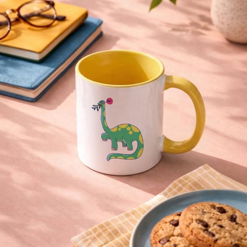 Dinosaur is in a bad mood Contrasting Mug