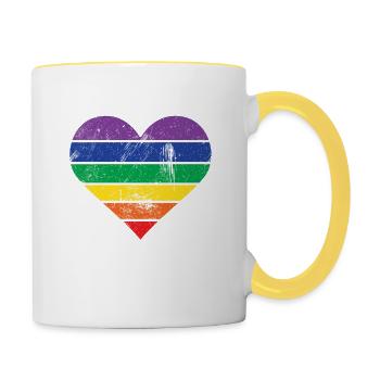 Herz Regenbogen - Tasse zweifarbig - Weiß/Gelb - Rechts