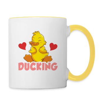 Je t'aime tellement canard beaucoup adorable chou - Mug contrasté - blanc/jaune - Droite