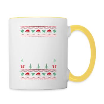 Be good, Santa claus comes in December - Tasse zweifarbig - Weiß/Gelb - Rechts