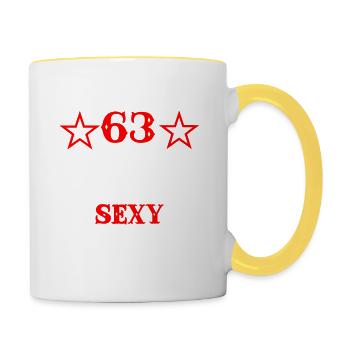 Jahre gedauert sexy auszusehen geschenk 63 - Tasse zweifarbig - Weiß/Gelb - Rechts