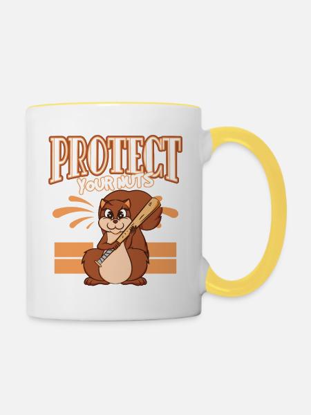 Protect Your Nuts - Tasse zweifarbig - Weiß/Gelb