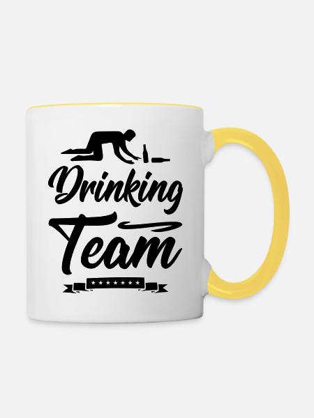 drinking team design - Tasse zweifarbig - Weiß/Gelb