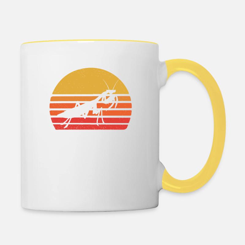 Amoureux de la mante religieuse - Mug contrasté - blanc/jaune