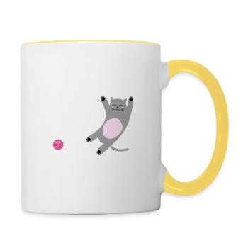 Pansome Cat Design - Tasse zweifarbig - Weiß/Gelb - Rechts