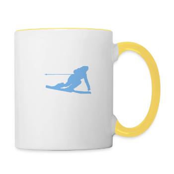 Alpine skier ski saying for retirees - Contrasting Mug - white/yellow - Right