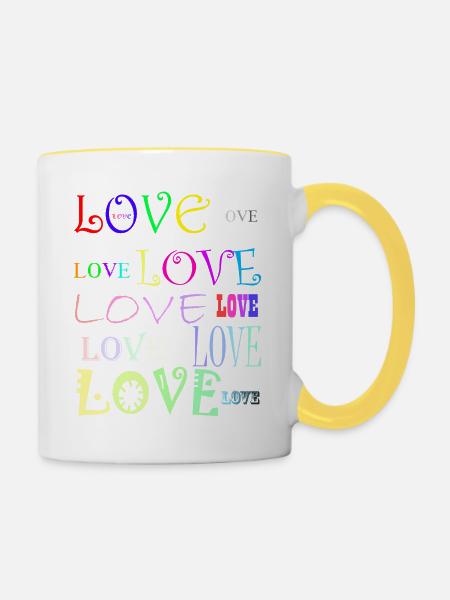 Love - Tasse zweifarbig - Weiß/Gelb