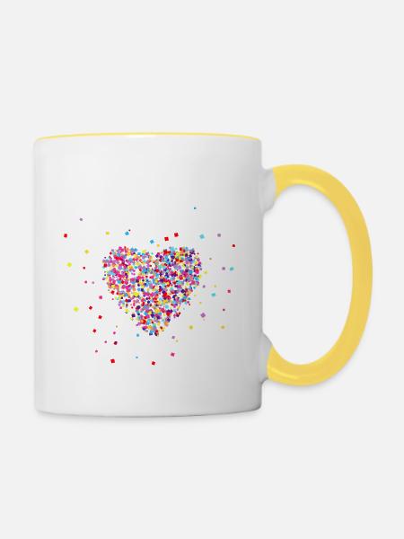 Konfetti im Herzen - Tasse zweifarbig - Weiß/Gelb