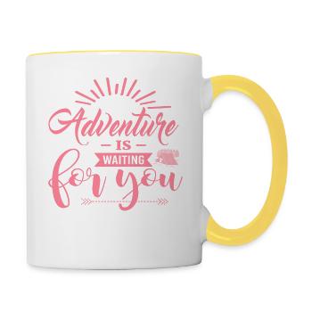 L’aventure vous attend pw - Mug contrasté - blanc/jaune - Droite