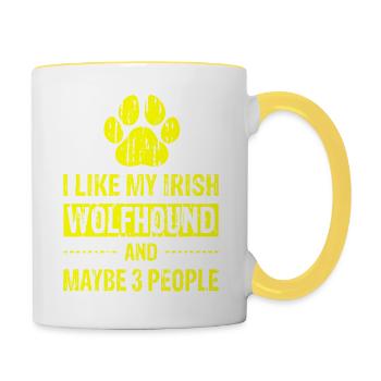 I Like My Irish Wolfhound And Maybe 3 People ye - Contrasting Mug - white/yellow - Right