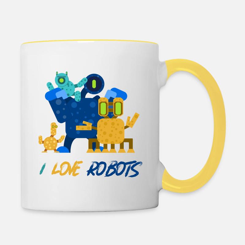 Robots Robot robots - Contrasting Mug - white/yellow