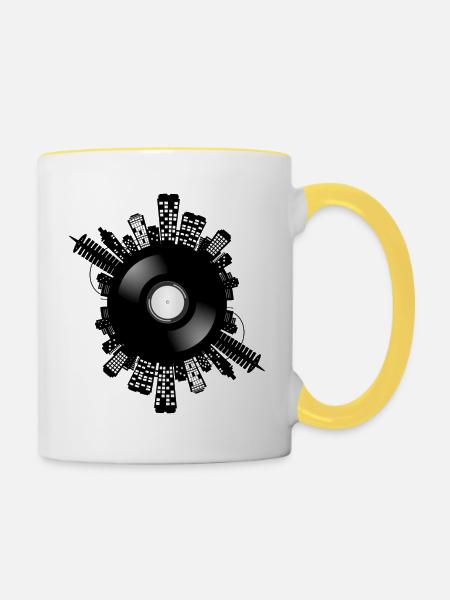 City DJ - Tasse zweifarbig - Weiß/Gelb