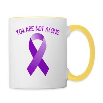 You are Not Alone Brustkrebs Lungenkrebs Schleife - Tasse zweifarbig - Weiß/Gelb - Rechts