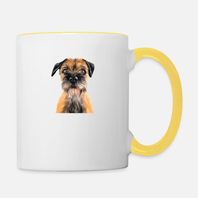 "BORDER SECURITY" Border Terrier Shirt Vintage - Tasse zweifarbig - Weiß/Gelb