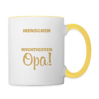 Die Wichtigsten Nennen Mich Opa Retro Vintage - Tasse zweifarbig - Weiß/Gelb - Rechts