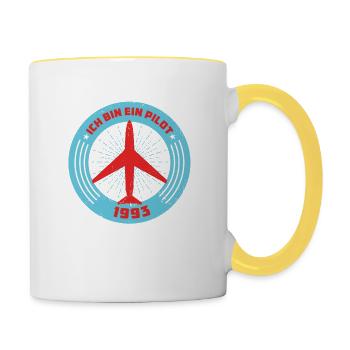 Großen Flugzeug - Flugzeug Pilot - Tasse zweifarbig - Weiß/Gelb - Rechts