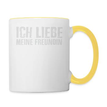 Paare - Ich liebe meine Freundin - Tasse zweifarbig - Weiß/Gelb - Rechts