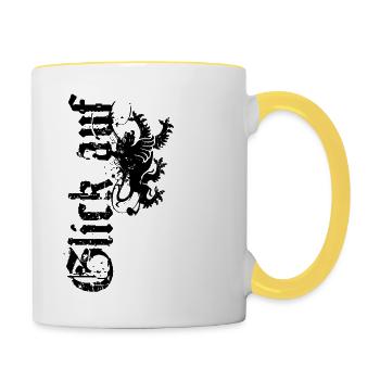 Glick sur les monts Métallifères Armoiries Erzgebirger Saxe - Mug contrasté - blanc/jaune - Droite
