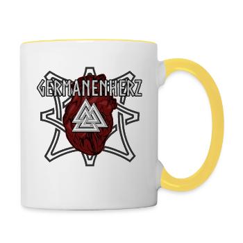 Wikinger Germanen Herz Kelten Nordisch Valknut - Tasse zweifarbig - Weiß/Gelb - Rechts