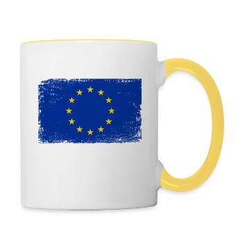 Europawahl EU Europa Flagge - Tasse zweifarbig - Weiß/Gelb - Rechts