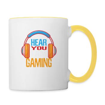 I´m Gaming kann nicht hören Zocker zocken Headset - Tasse zweifarbig - Weiß/Gelb - Rechts