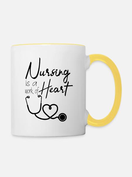 Krankenschwester Job - Tasse zweifarbig - Weiß/Gelb