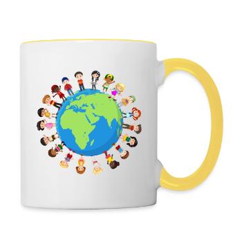 Earth Day Environmentalists Ecology Children - Contrasting Mug - white/yellow - Right