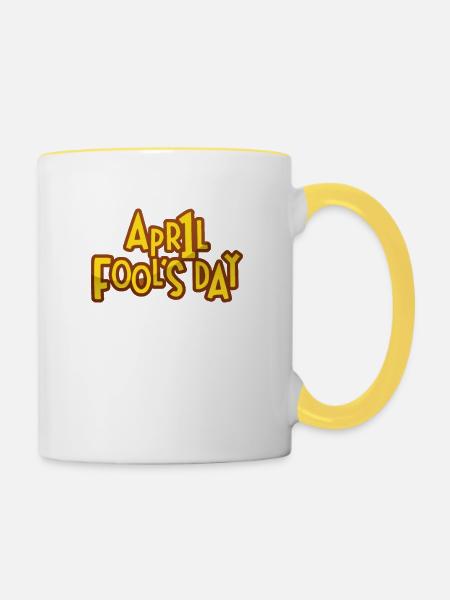1 April April - Tasse zweifarbig - Weiß/Gelb