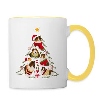 Shetland Sheepdog Sheltie Christmas Tree Dog Wei - Contrasting Mug - white/yellow - Right