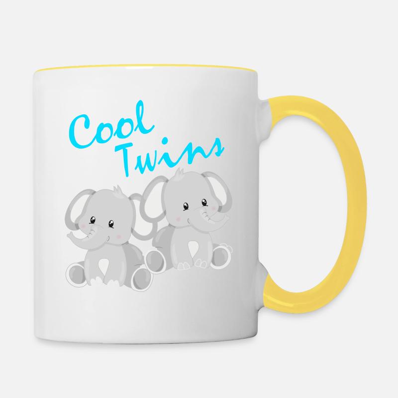 Zwillinge Geschenk Mädchen Jungen Kinder - Tasse zweifarbig - Weiß/Gelb
