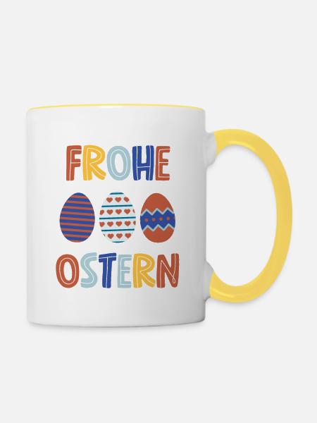 Frohe Ostern - Tasse zweifarbig - Weiß/Gelb