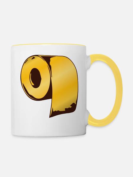 Klopapier Gold 2020 Hamsterkäufe - Tasse zweifarbig - Weiß/Gelb