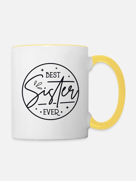 Beste Schwester - Tasse zweifarbig - Weiß/Gelb