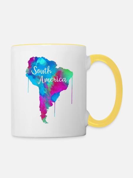 Südamerika - Tasse zweifarbig - Weiß/Gelb