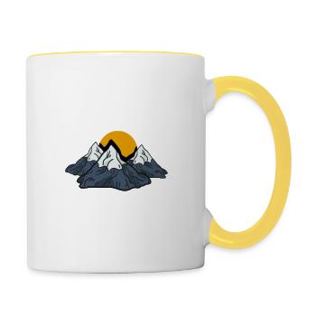 The mountains are calling for campers and hikers - Contrasting Mug - white/yellow - Right