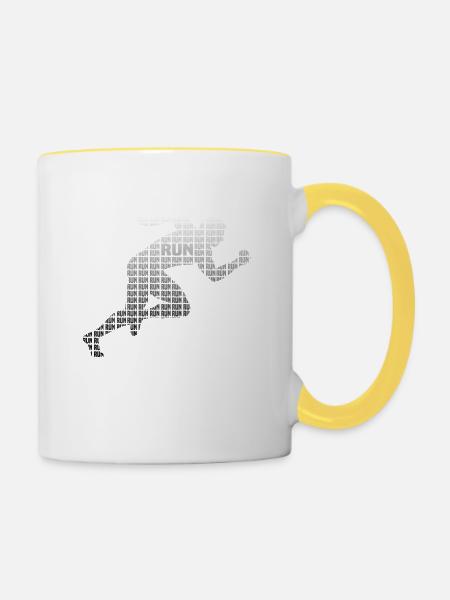 Läufer Läuferin - Tasse zweifarbig - Weiß/Gelb