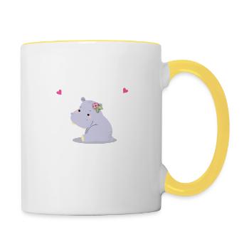 Nilpferd - Tasse zweifarbig - Weiß/Gelb - Rechts