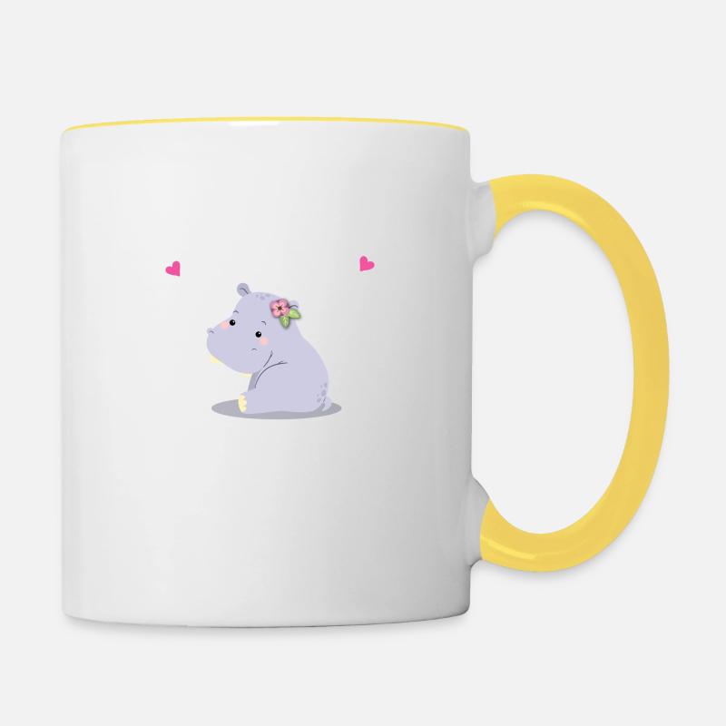 Nilpferd - Tasse zweifarbig - Weiß/Gelb