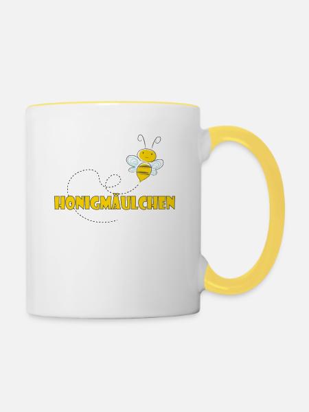 Kosename Honigmäulchen Geschenkidee - Tasse zweifarbig - Weiß/Gelb