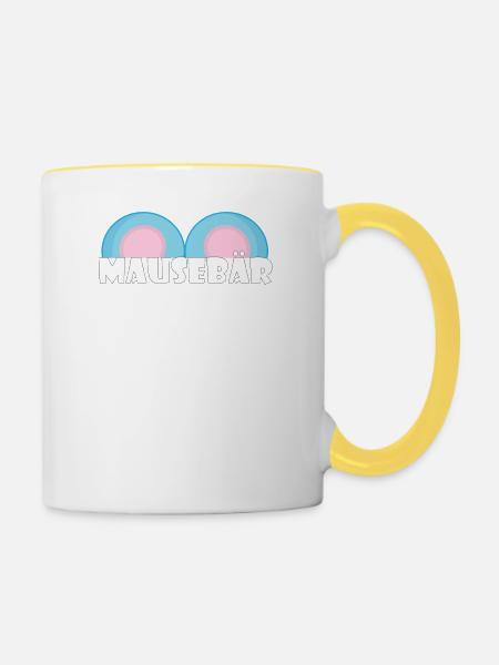 Kosename Mausebär Geschenkidee - Tasse zweifarbig - Weiß/Gelb