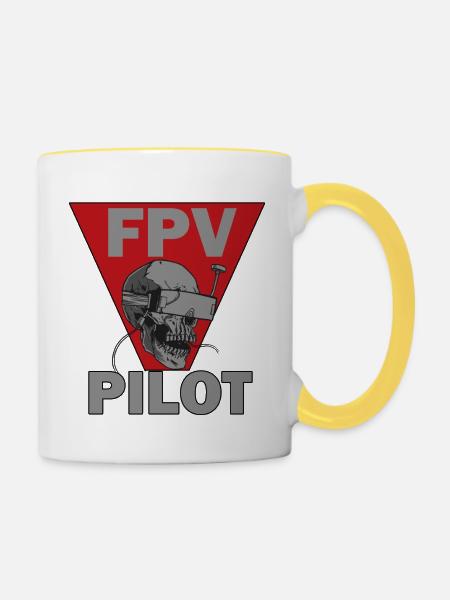 FPV Pilot Geschenkidee Dronenflieger - Tasse zweifarbig - Weiß/Gelb