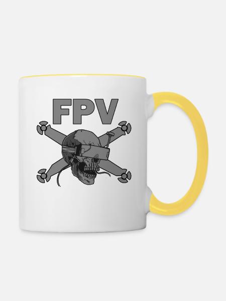 FPV Geschenkidee Dronenflieger - Tasse zweifarbig - Weiß/Gelb