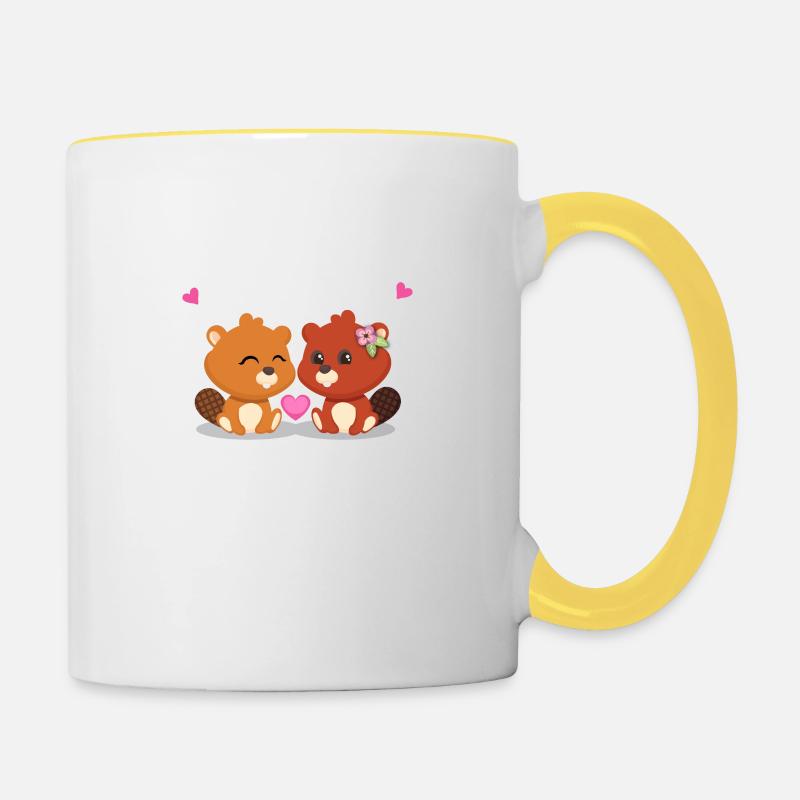Castor - Mug contrasté - blanc/jaune