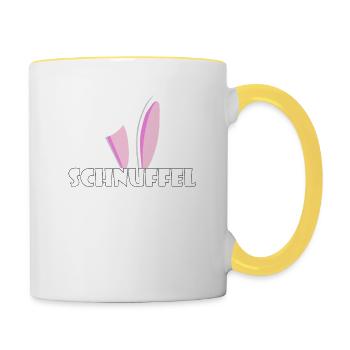 Kosename Schnuffel Geschenkidee - Tasse zweifarbig - Weiß/Gelb - Rechts